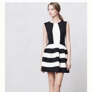 Eva Franco Black  White Strata Fit and Flare Dress